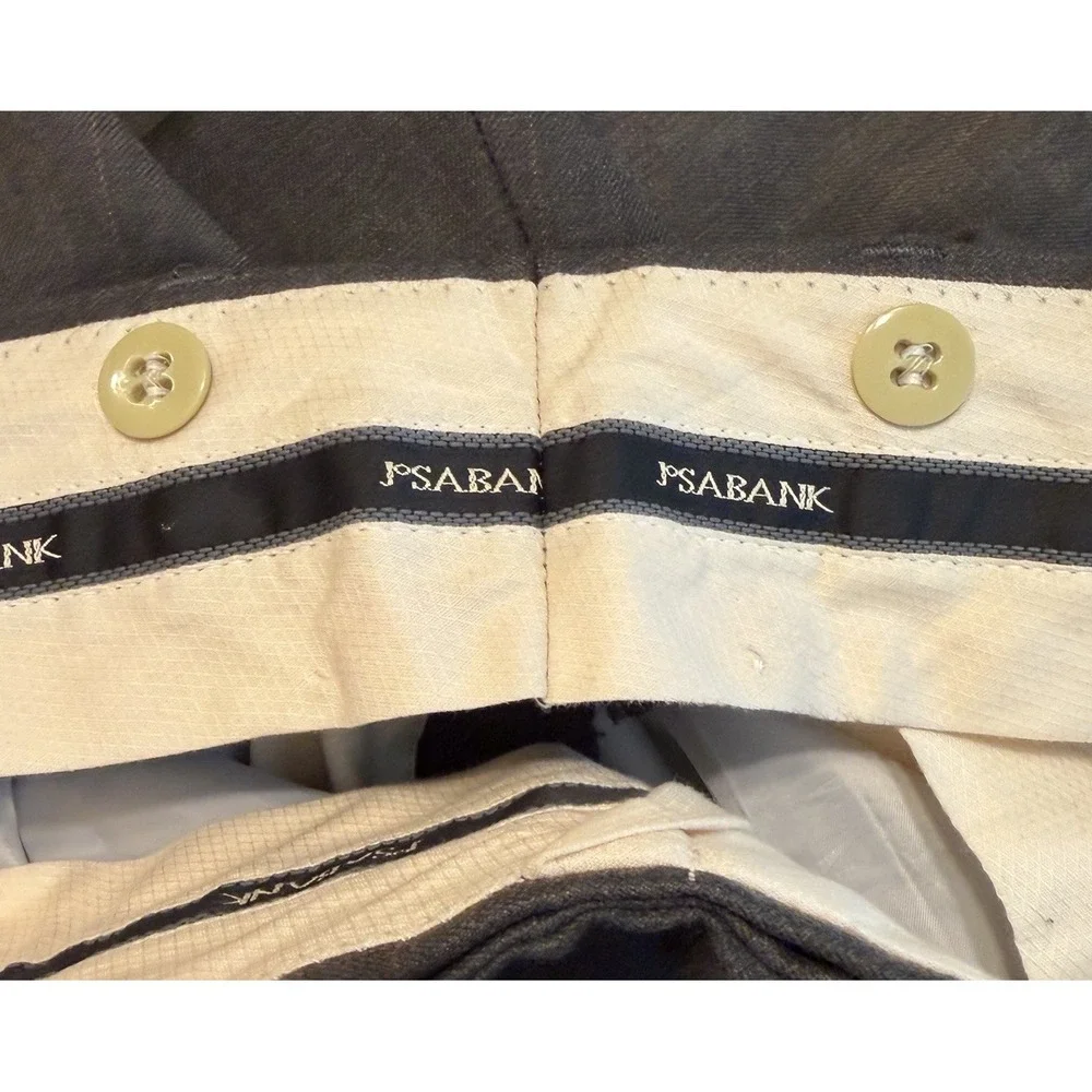 Jos A Bank Brown Suit 46R Wool Pleated Cuffed Pants 40 X 29 Windowpane READ